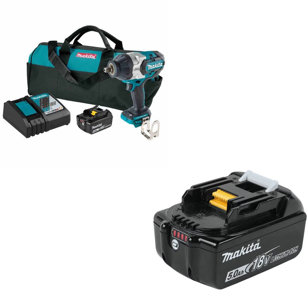 Makita XWT19T 1/2" Impact Wrench Kit W/ FREE BL1850B 5.0Ah Battery