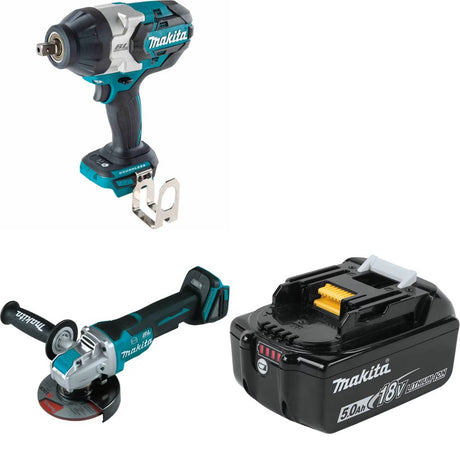 Makita XWT19Z Impact Wrench Kit W/ XAG26Z Grinder and FREE BL1850B Battery