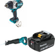 Makita XWT19Z Impact Wrench Kit W/ XRJ04Z Recip Saw and FREE BL1850B Battery