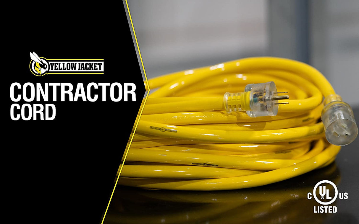Yellow Jacket 2805 10/3 Heavy-Duty 15-Amp SJTW Contractor Extension Cord with Lighted End, 50-Feet - 3
