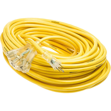 Yellow Jacket 2820 SJTW Extension Cord with 3-Outlet Lighted Power Block, 3 12 Awg Bare Conduct