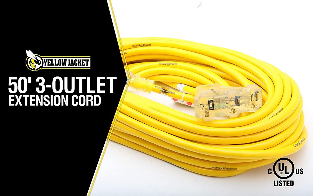 Yellow Jacket 2827 12/3 15-Amp SJTW Contractor Extension, Heavy Duty, Multi Outlets, Weather Re - 3
