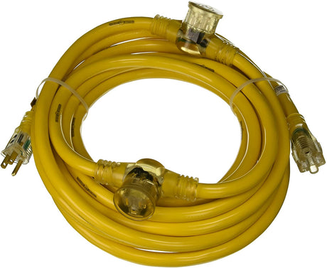 Yellow Jacket 2830 Woods STW Adapter Cord with 3-Outlet Lighted Power Block, 3 12 Awg Bare Cond