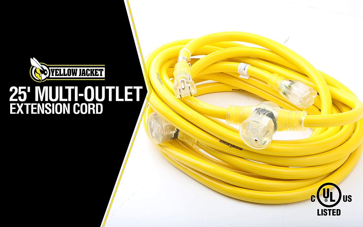 Yellow Jacket 2830 Woods STW Adapter Cord with 3-Outlet Lighted Power Block, 3 12 Awg Bare Cond - 2