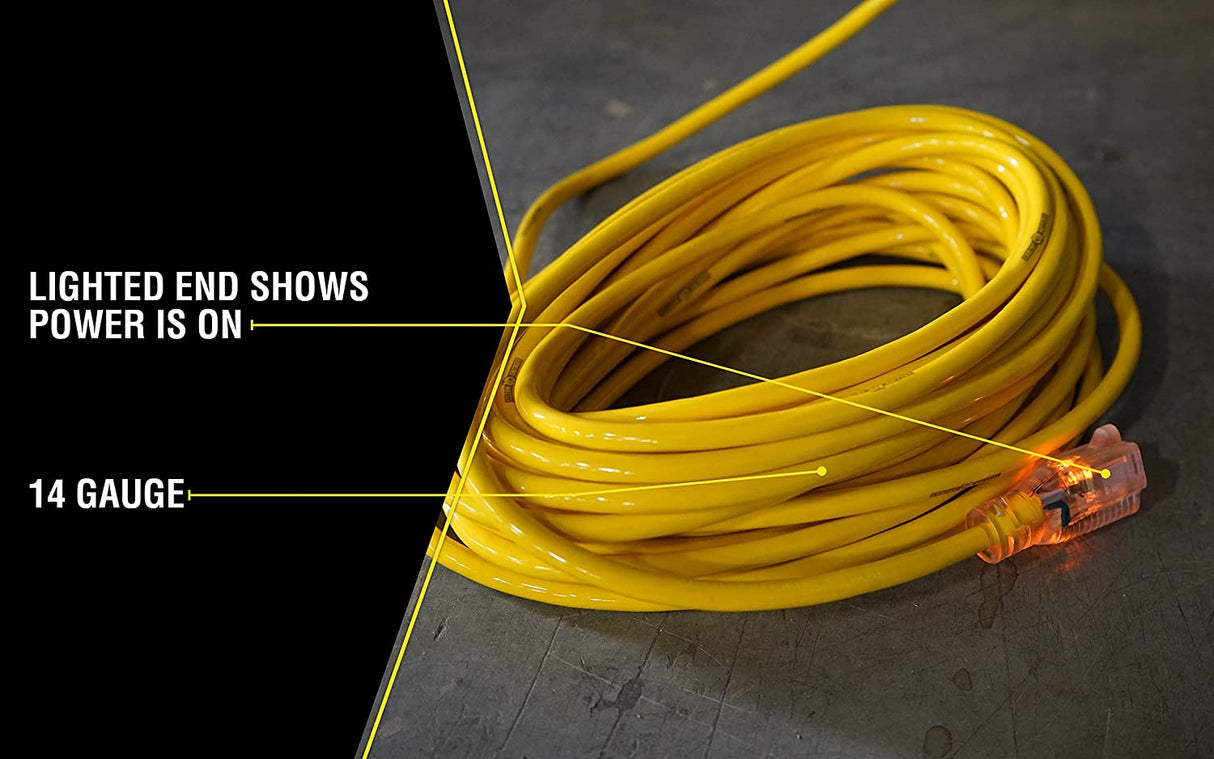 Yellow Jacket 2886 UL Listed 14/3 15 Amp Premium SJTW 25' (7.62M) Extension Cord with Grounded - 4