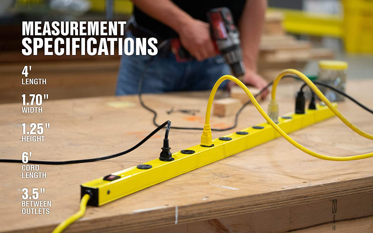 Yellow Jacket 5154 4-Foot Metal Power Strip With 510J Surge Protector and Re-settable Circuit B - 5