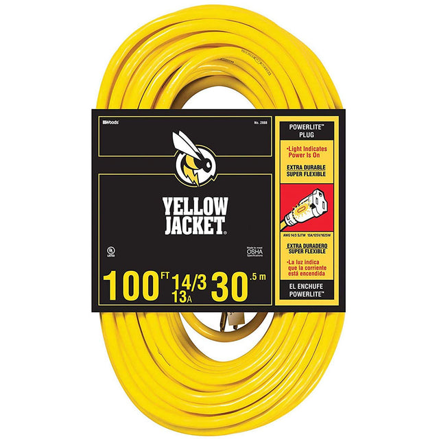 Yellow Jacket 283431 2888 Contractor Extension Cord with Lighted Ends, 100 Foot