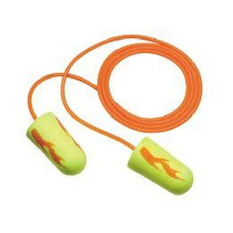 3M 311-1252 E-A-Rsoft Yellow Neon Blasts Earplugs, NRR 33dB, Corded, Poly Bag, Regular Size, Disposable, 200/box