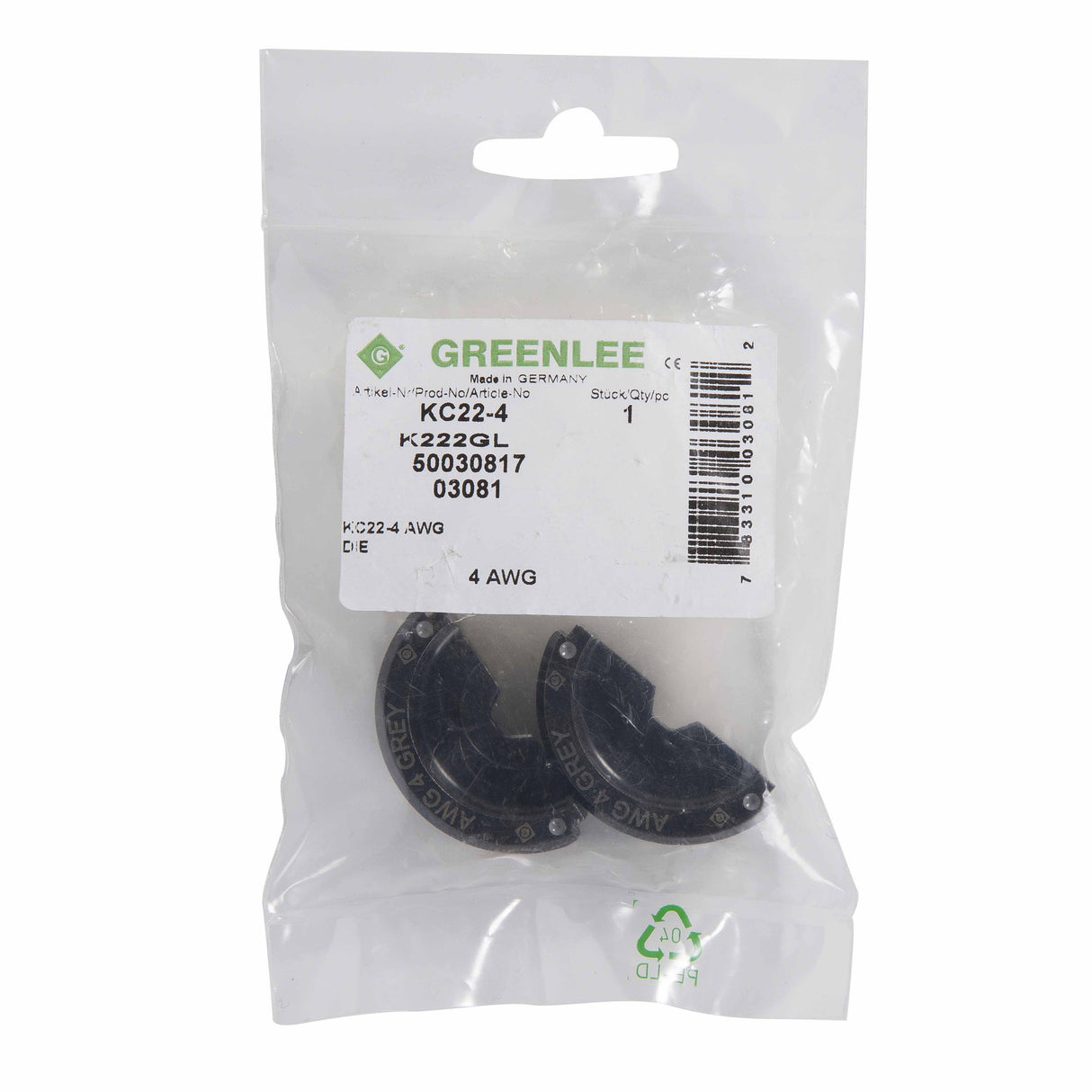 Greenlee KC22-4 6-Ton Crimping Die for 4 AWG Cable - 4