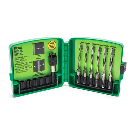 Greenlee LDTAPKIT 6 Piece Long Drill/Tap Kit with Quick Change Adapter