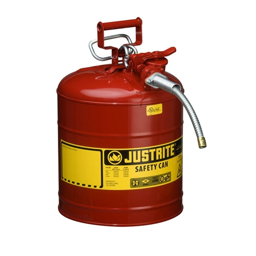 Justrite 7250120 5 Gallon Type II Red Safety Can With 5/8" Hose