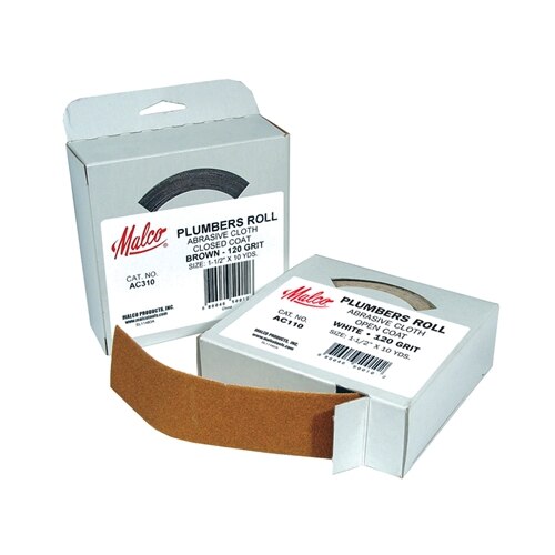 Malco AC310 Brown Abrasive Sand Cloth Plumbers Roll, 1-1/2" x 10 yd