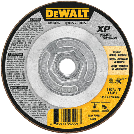 DeWalt DWA8907 4-1/2" X 1/8" X 5/8"-11 Pipeline Ceramic Abrasive Grinding Disk