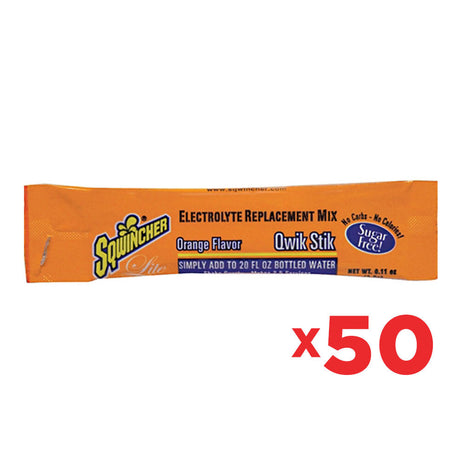 Sqwincher 060100OR Qwik Stik Orange Sugar Free 20oz, 50 pack