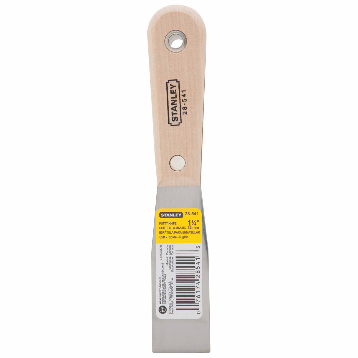 Stanley 28-541 Wood Handle Stiff Putty Knife - 1-1/4"